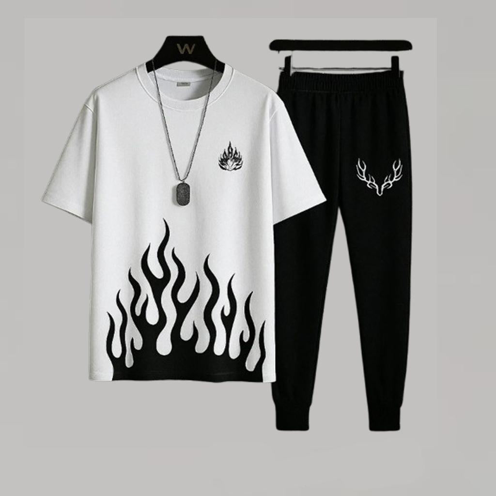 2 Pcs Men's Cotton Printed Track Suit