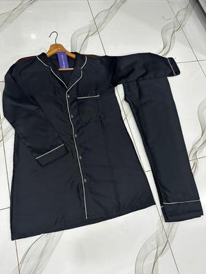 2 Pcs Women's Stitched Silk Plain Night Suit
