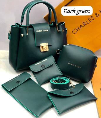 Stylish Leather Hand Bag Set for Girls - 5 Pcs Collection