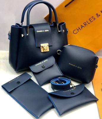 Stylish Leather Hand Bag Set for Girls - 5 Pcs Collection