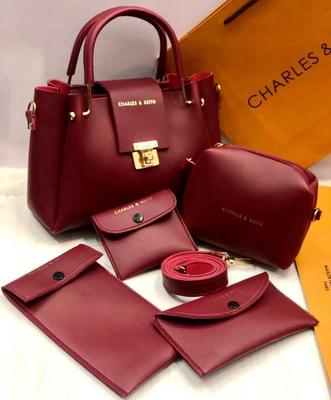 Stylish Leather Hand Bag Set for Girls - 5 Pcs Collection