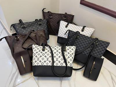 Chic Girl's Printed Rexine Tote Bag - 2 Pcs Style Set