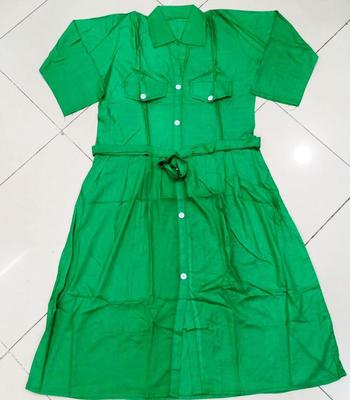 1 Pc Women's Stitched Linen Plain Frock
