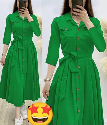 1 Pc Women's Stitched Linen Plain Frock
