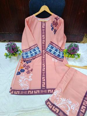 2 Pcs Women's Stitched Swiss Lawn Printed Co-Ord Set