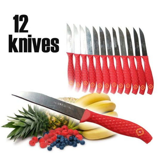 12pcs Mini Stainless Steel Knife Set – Compact 14.5cm Carbon Steel Knives for Everyday Cutting, Chopping & Kitchen Use (Random Color)